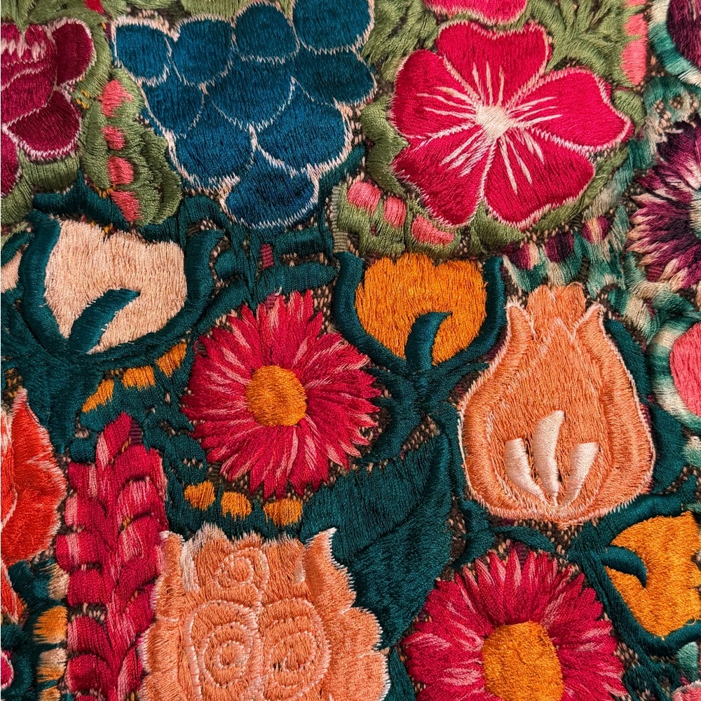Floral Embroidered Accent Pillow Guatemala Boho